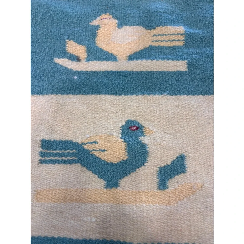 Vintage Handwoven Wool Zapotec Oaxaca Tapestry Rug Wall Hanging Rare